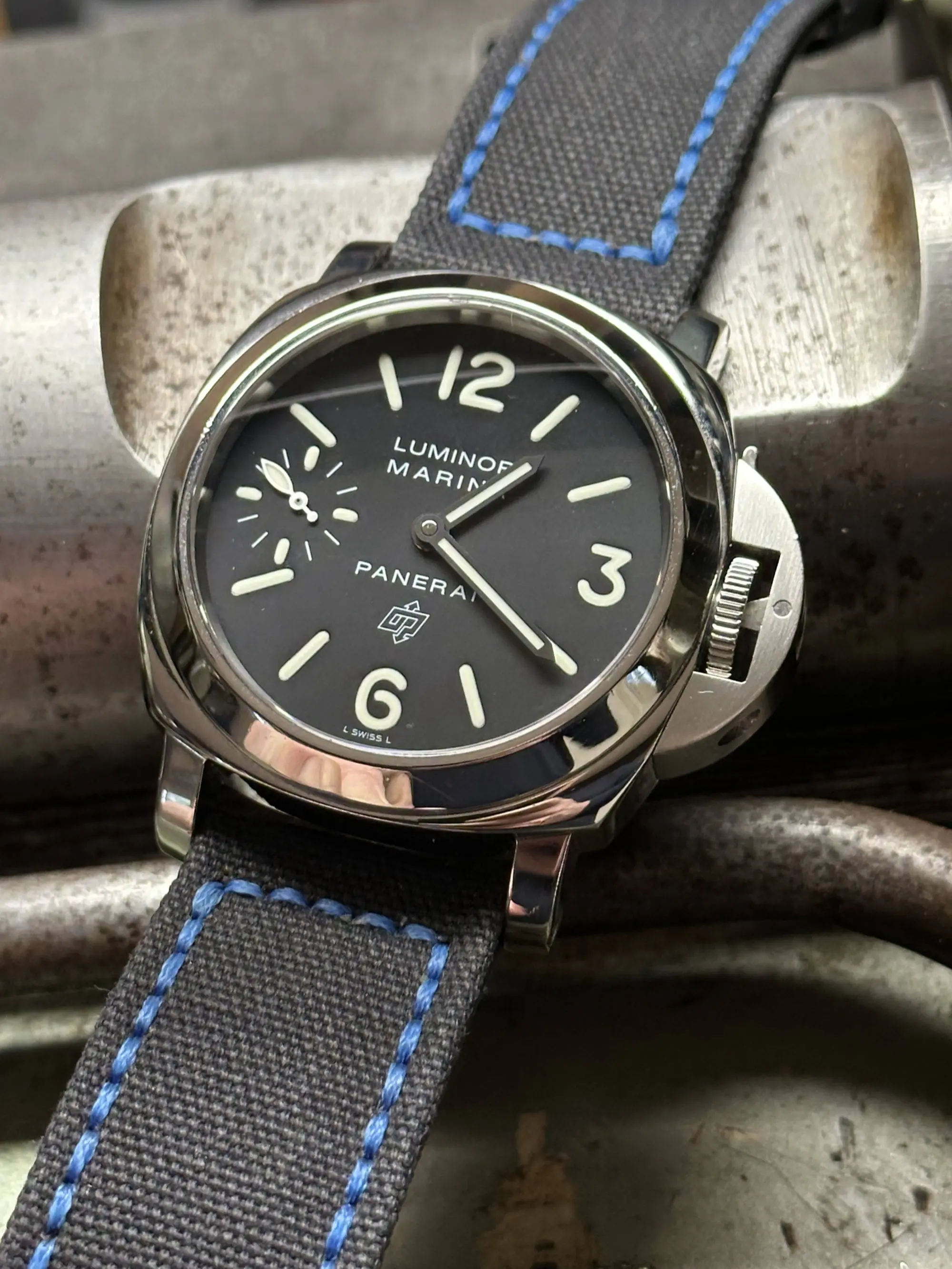 watch strap sanders KA-73 OFF BLACK BOX Bright Blue Panerai PAm005